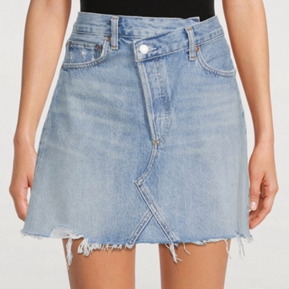 AGOLDE CrissCross Denim Mini Skirt Light indigo Size 25